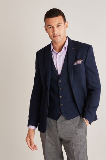 Blue herringbone waistcoat on sale