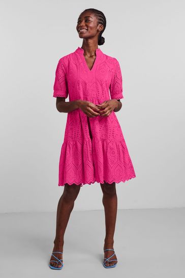 Y.A.S Womens Short Sleeve Broderie Summer Dress