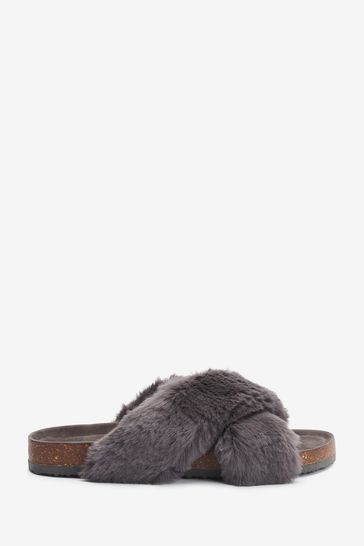 Grey crossover slippers sales