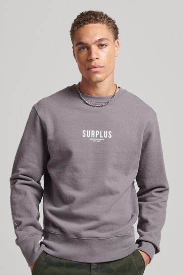 Superdry Grey Surplus Graphic Loose Crew Sweatshirt