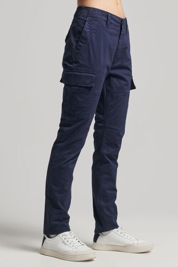 Superdry Blue Organic Cotton Slim Cargo Pants