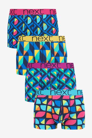 Navy Bright Geo Pattern Hipster Boxers 4 Pack