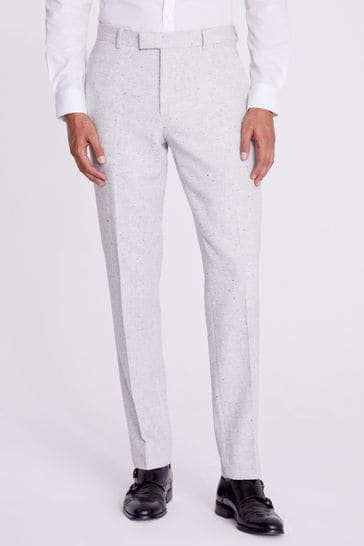 MOSS Grey Slim Fit Donegal Suit Trousers