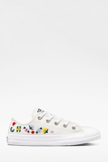Converse All Star White Broderie Ox Junior Trainers