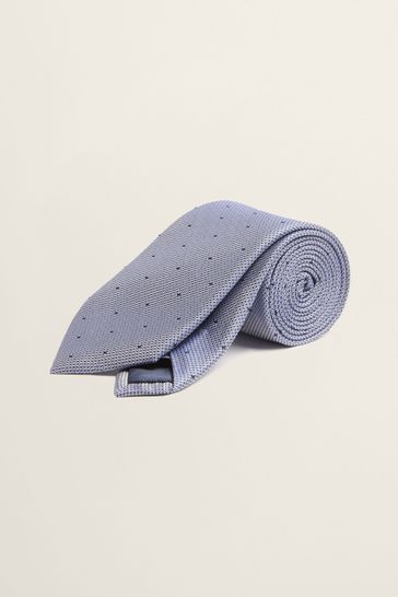 MOSS Blue Contrast Spot Silk Tie