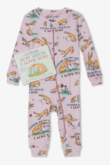Hatley Pink Guess How Much I Love You Infant Coverall & Book Set