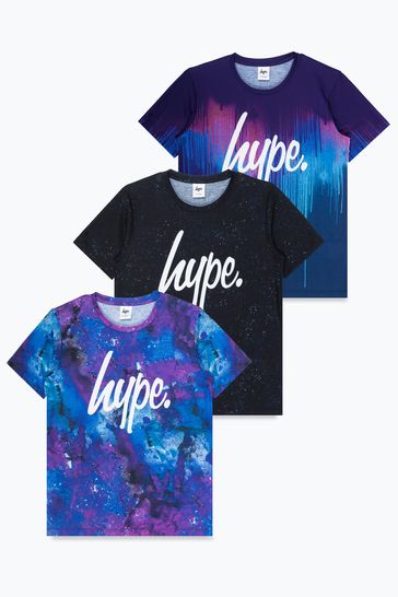 Hype. Boys Blue Space Drip Script T-Shirts Three Pack