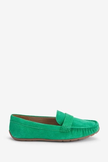 Green Suede Regular/Wide Fit Forever Comfort® Leather Driver Shoes