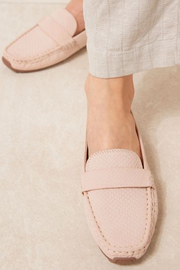Blush Pink Snake Regular/Wide Fit Forever Comfort® Leather Driver Shoes