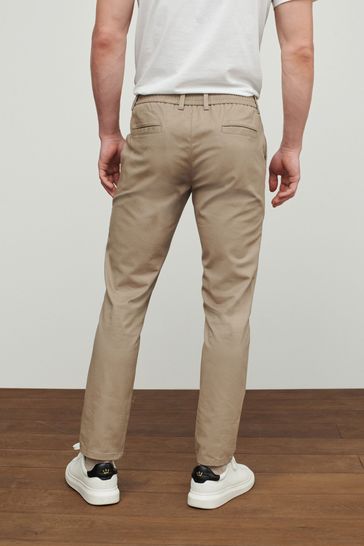 Buy Stone Slim Elasticated Waist Stretch Chino Trousers from Next