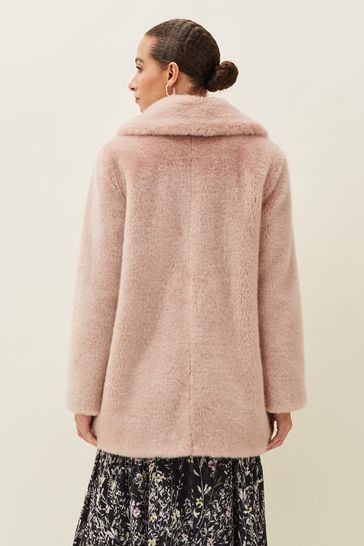 New look pink fur coat top