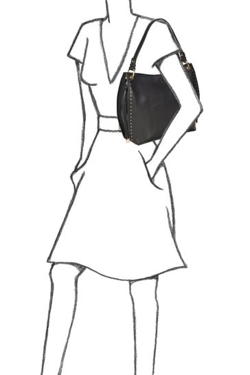 OSPREY LONDON Black Saddle Leather Lennox Hobo Bag