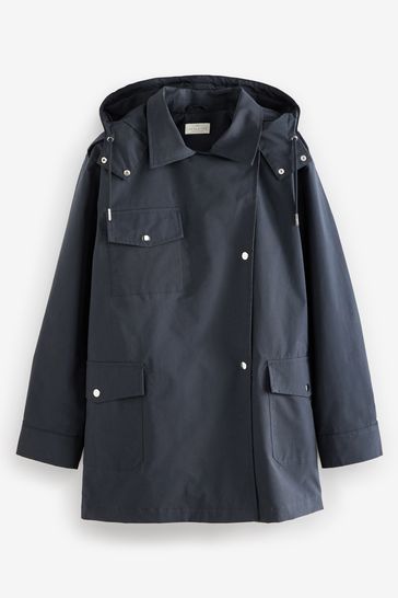 Navy Blue Waterproof Short Trench Coat