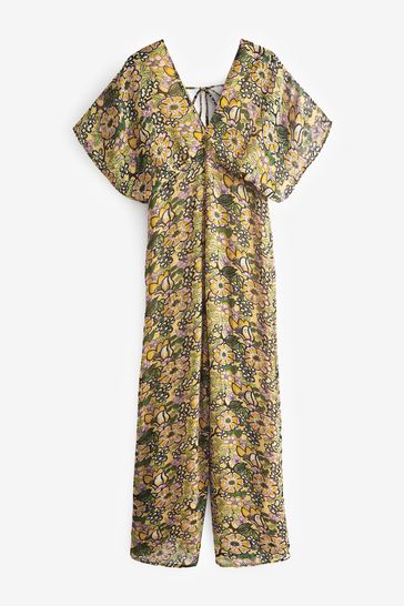 Floral batwing jumpsuit discount