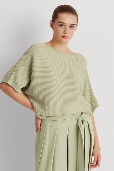 Lauren Ralph Lauren Khaki Zoyenne Batwing Sleeve Jumper