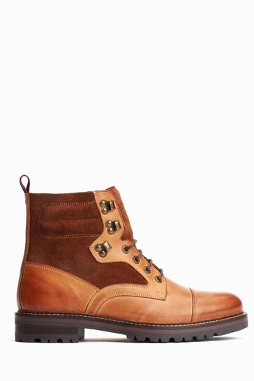 Base London Tan Brown Pyke Leather Boots