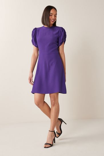Purple Mini Puff Sleeve Dress