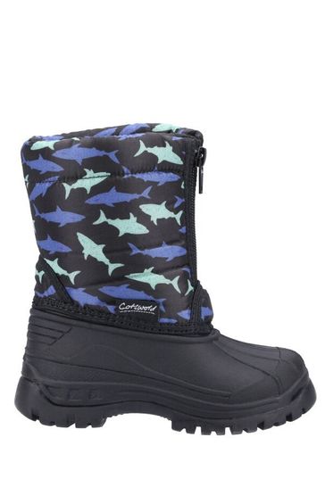Cotswold Younger Boys Black Iceberg Zip Snow Boots