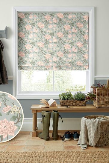 Blush Pink Tapestry Floral Chenille Made To Measure Roman Blind