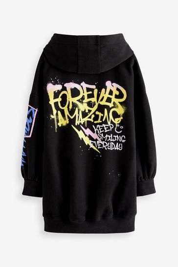 Buy Black Graffiti Printed Longline Hoodie 3 16yrs from Next