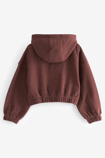 Brown crop hoodie online