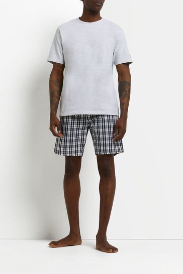 Buy River Island Grey Marl Check Shorts Set from Next Luxembourg