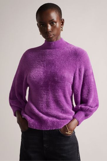 Ted Baker Purple Paolha Brushed Printed Check Jumper