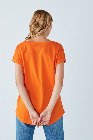 Buy Orange Round Neck Cap Sleeve T Shirt from Next Australia