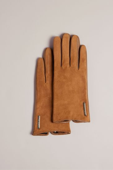 Ted Baker Orange Arlett Suede Whipstitch Detail Glove