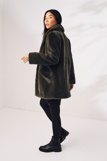 Monki long faux fur coat outlet