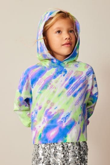Sequin tie dye hoodie top