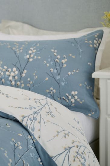 Set of 2 Dark Seaspray Blue 100% Cotton Pussy Willow Pillowcases