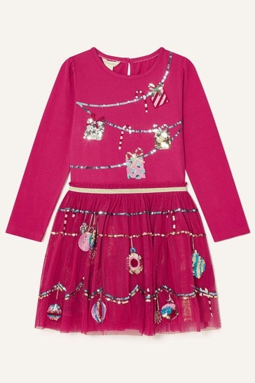 Monsoon Younger Girls Red Sequin Christmas Disco Dress