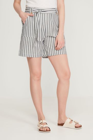 M&Co White Stripe Tie Waist Shorts