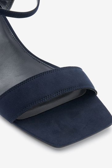 Navy Blue Extra Wide Fit Forever Comfort Simple Block Heel Sandals