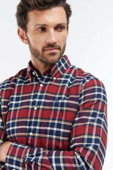 Barbour red check shirt deals