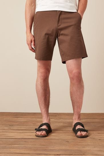 Tobacco Brown Loose Fit Stretch Chino Shorts