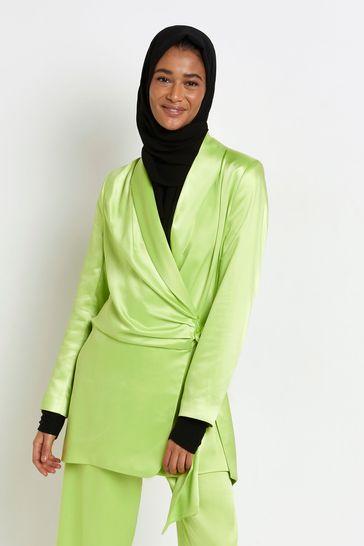 River Island Lime Green Soft Belted Blazer