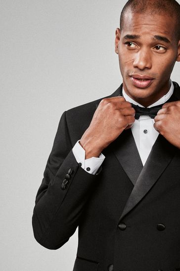 Buy Black Slim Fit Double Breasted Suit Jacket from Next Ukraine