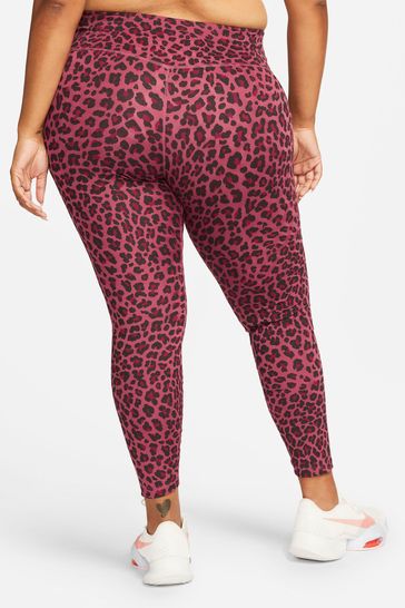 Nike Pink Leopard Mid Rise One Leggings