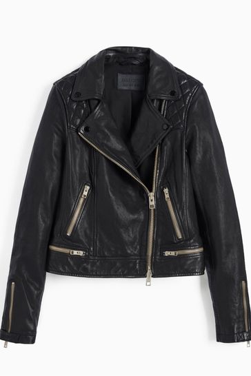 AllSaints Black Conroy Leather Biker Jacket