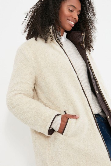 Buy Joules Brown Clemmie Long Reversible Quilted Coat from Next