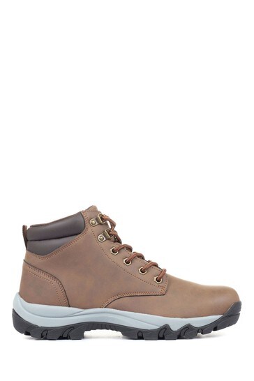 Pavers Mens Brown Wide Fit Lace-Up Walking Boots