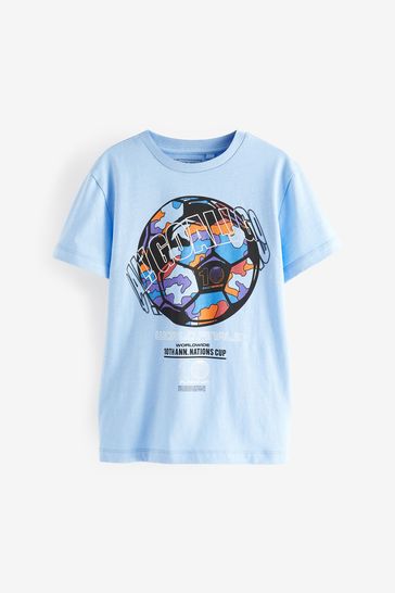Blue Camo Football Short Sleeve Graphic T-Shirt (3-16yrs)