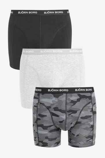 Bjorn Borg Grey Cotton Stretch Boxers 3 Pack