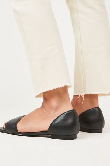 Black peep toe ballet flats discount