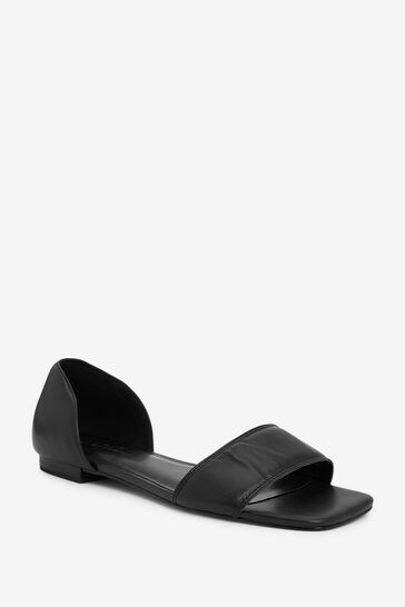 Buy Black Forever Comfort Peep Toe Flat Shoes from Next Luxembourg
