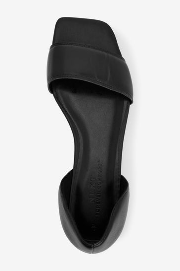 Black peep outlet toe flat shoes
