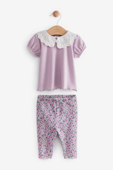 Laura Ashley Lilac Collared T-Shirt and Legging Set