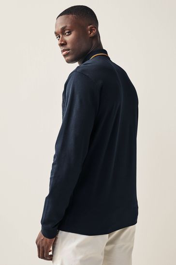 Navy blue polo dress shirt discount